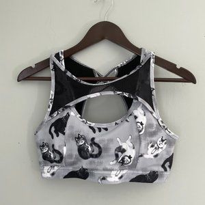 Iron Yokai Gray Kitten Keyhole Sports Bra - IY size Large